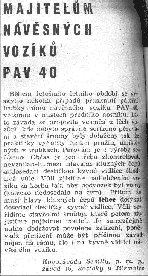 Informace pro majitele vozíků PAv40 (Svět motorů číslo 20/1965)